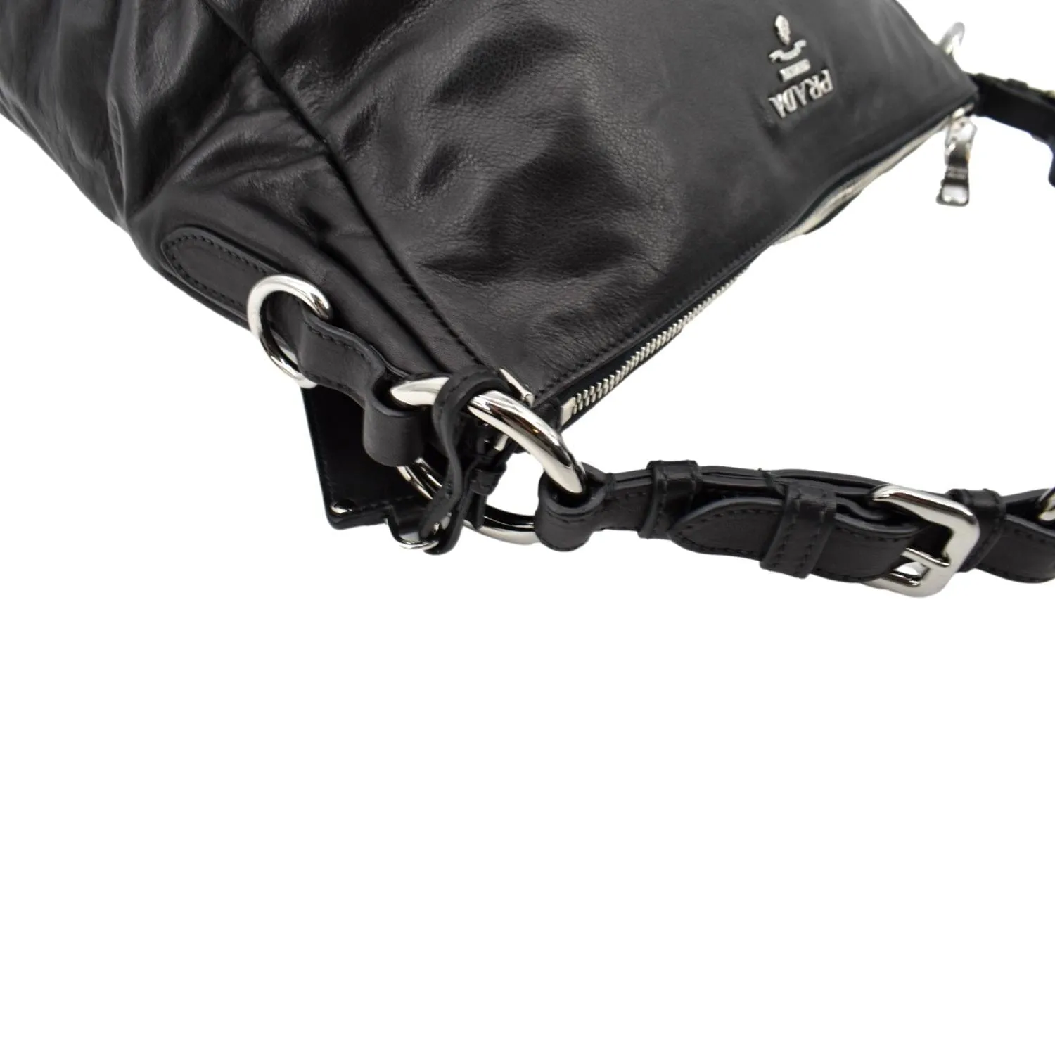 PRADA Leather Shoulder Bag Black
