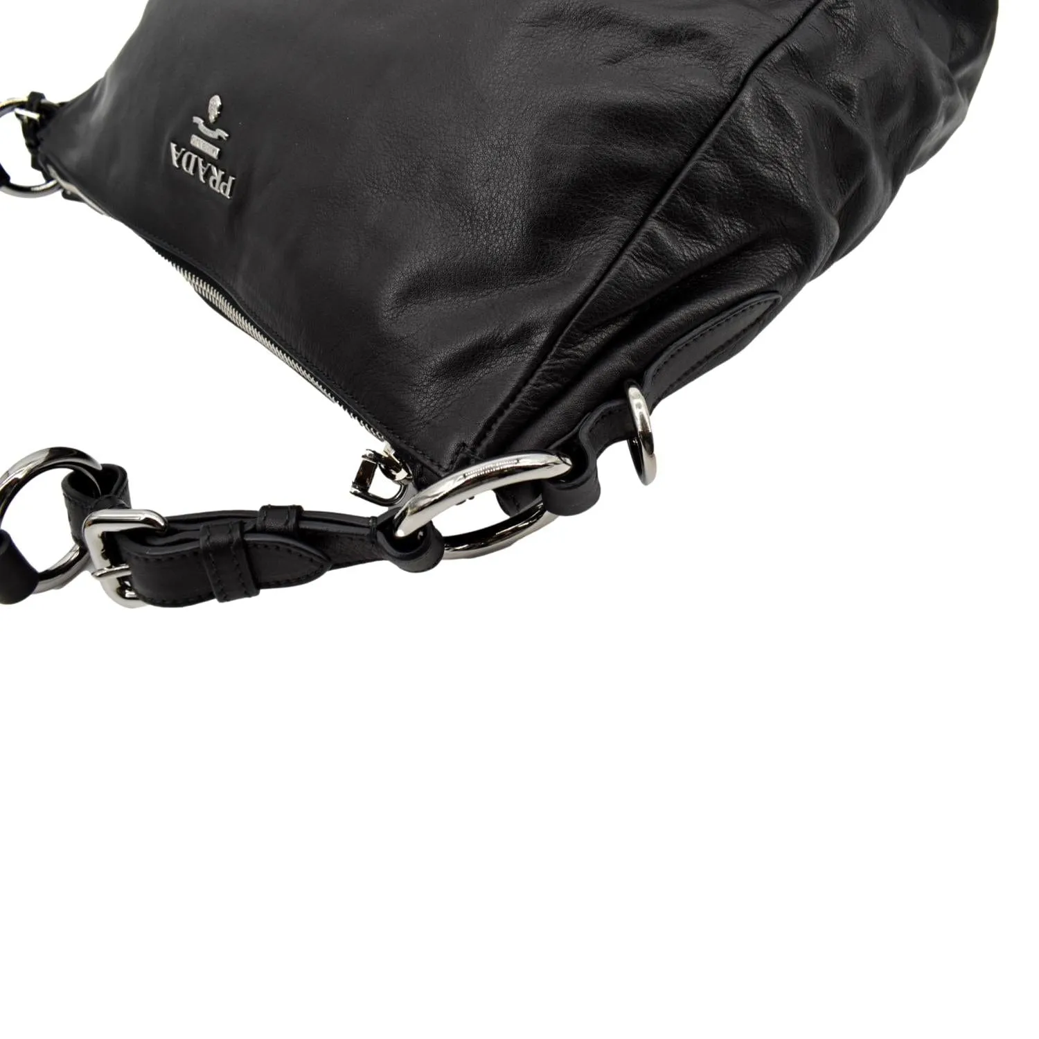 PRADA Leather Shoulder Bag Black