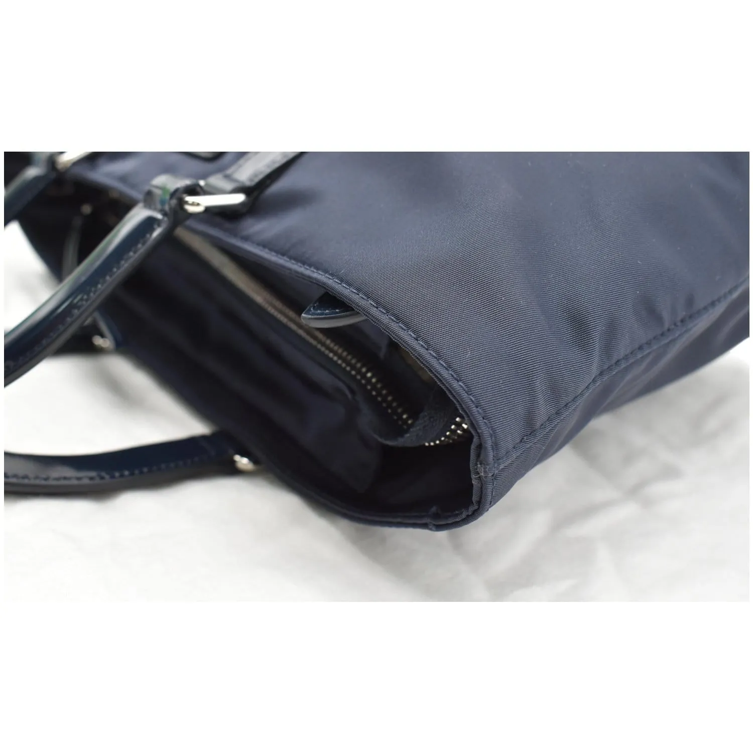 PRADA Nylon Leather Shopping Tote Shoulder Bag Dark Blue