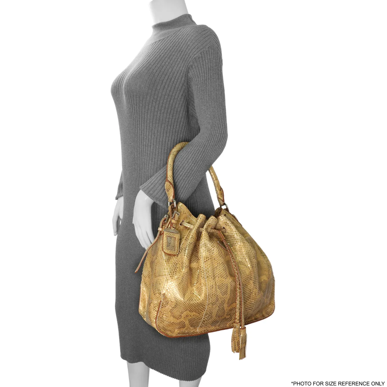Prada Pitone Oro Python Cinch Shoulder Bag
