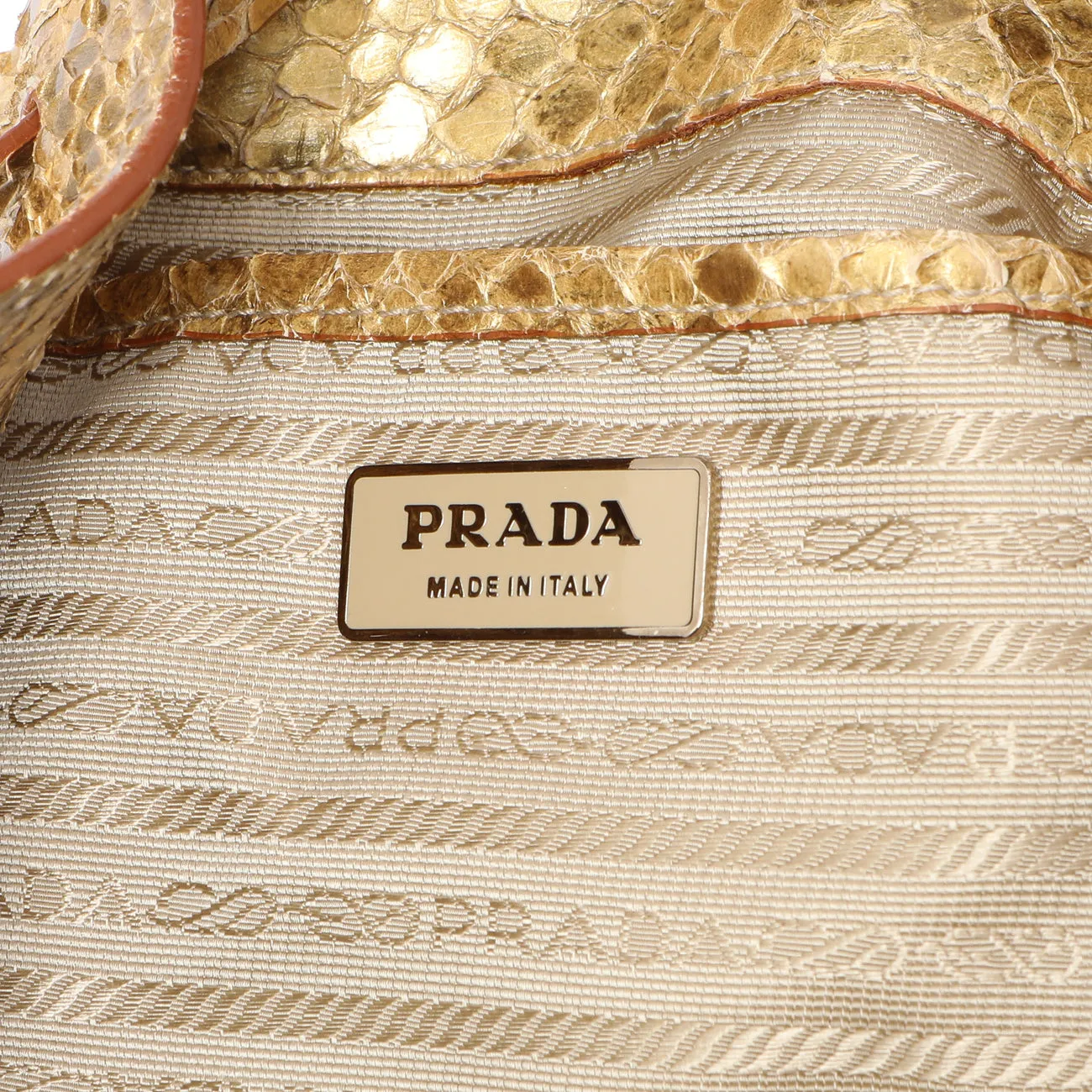 Prada Pitone Oro Python Cinch Shoulder Bag