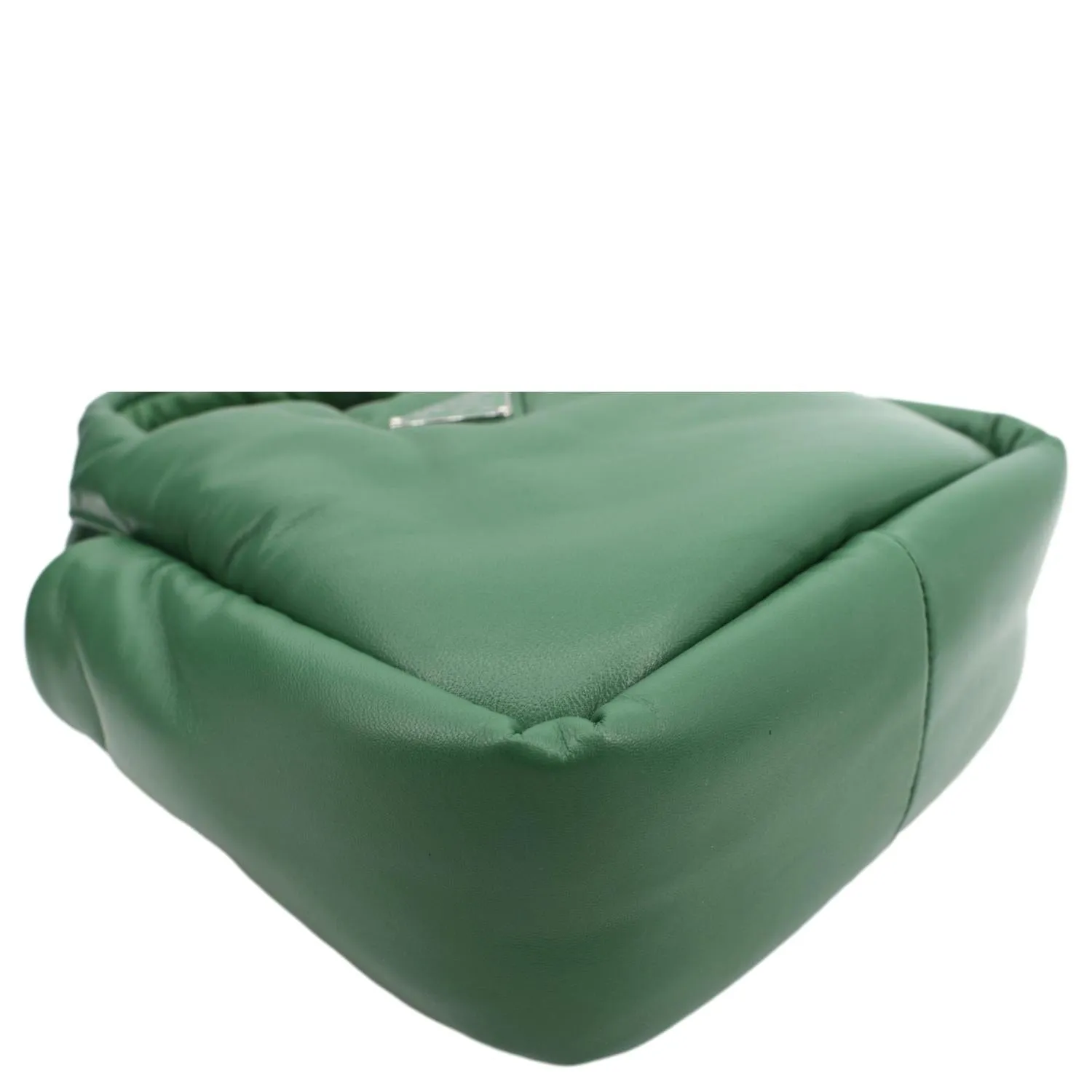 PRADA Small Padded Soft Leather Shoulder Bag Dark Green