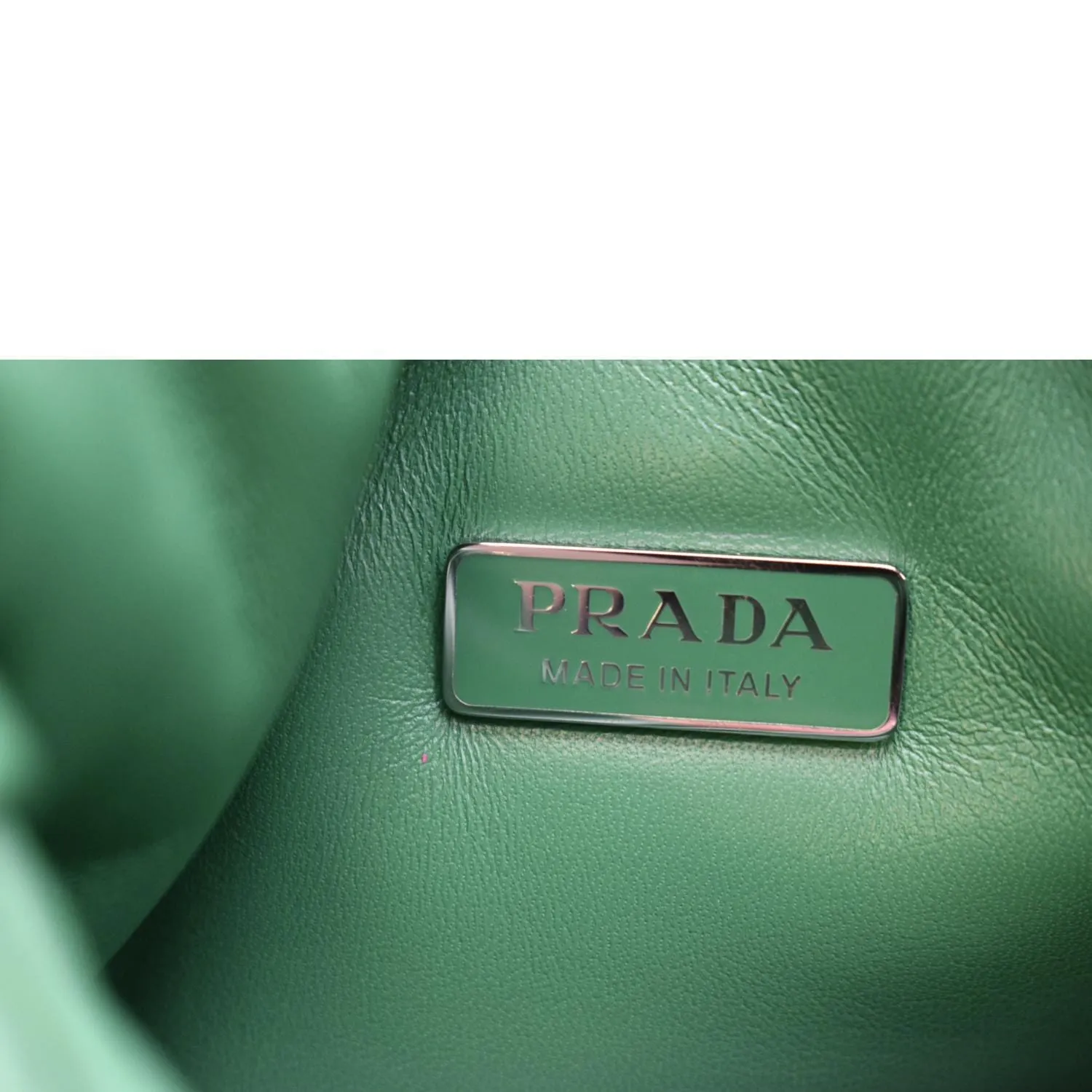 PRADA Small Padded Soft Leather Shoulder Bag Dark Green
