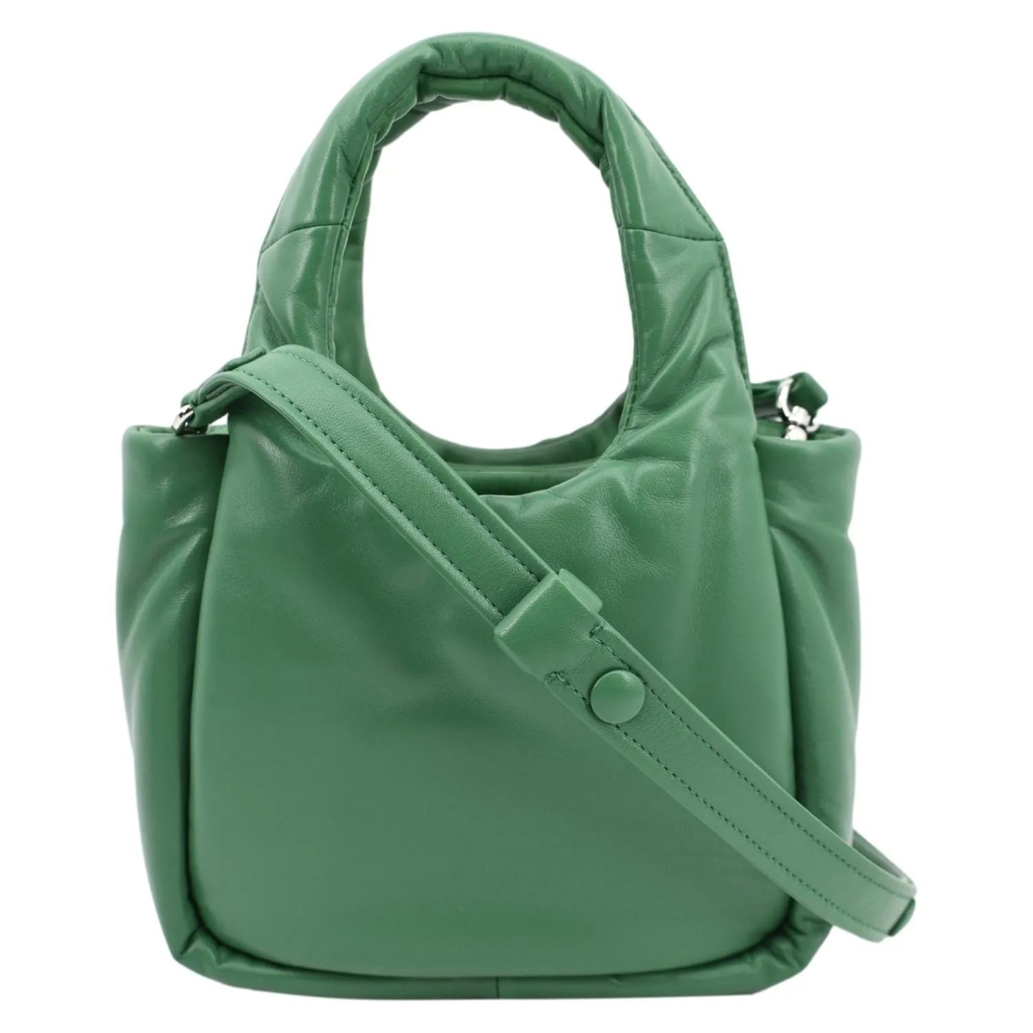 PRADA Small Padded Soft Leather Shoulder Bag Dark Green