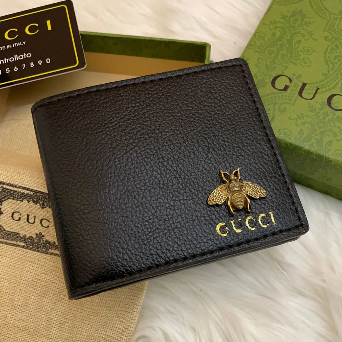 Premium Animalier Black Leather Bi-fold Men Wallet