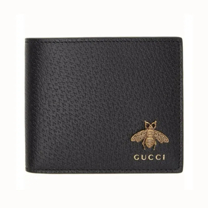Premium Animalier Black Leather Bi-fold Men Wallet