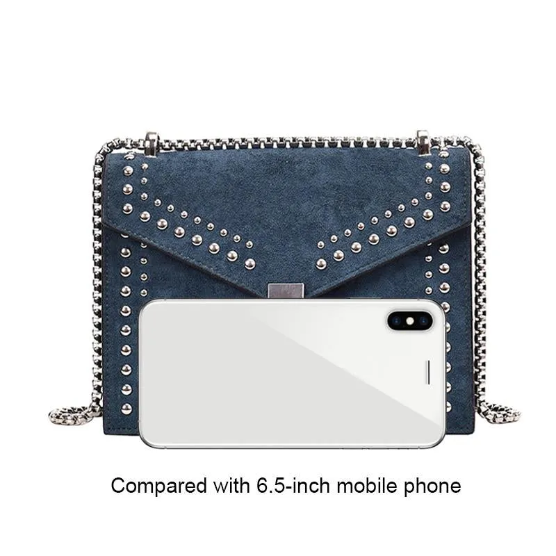 PU Leather Chain Rivet Lock Shoulder Bag