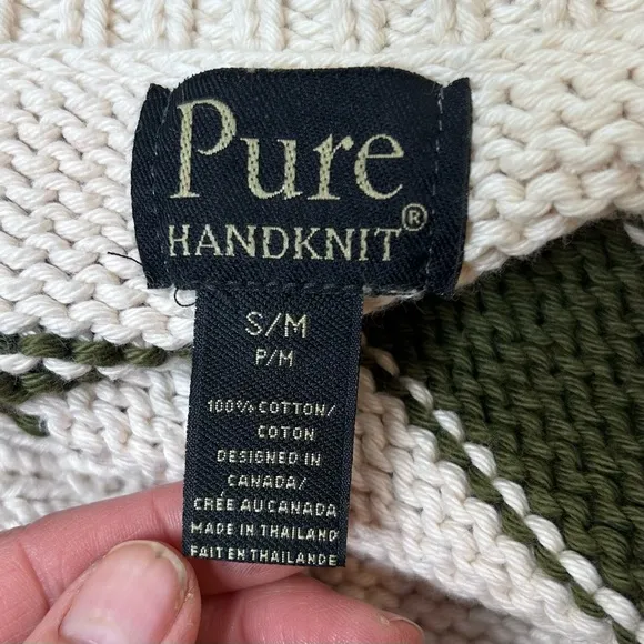 Pure Handknit 100% Cotton Cardigan Sweater