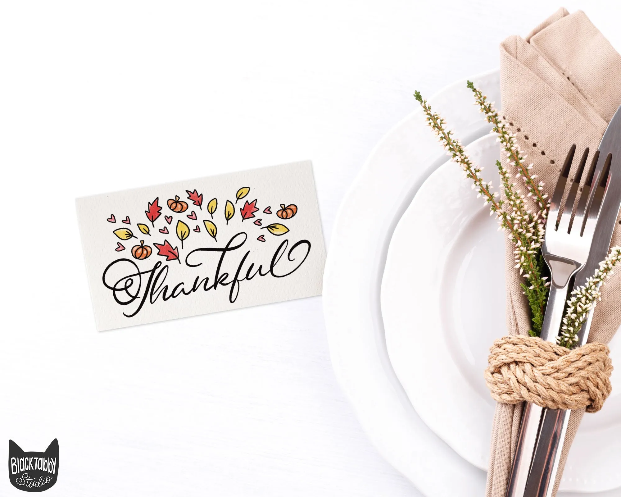 "Thankful" Flat Table Place Cards - 48 Mini Notes