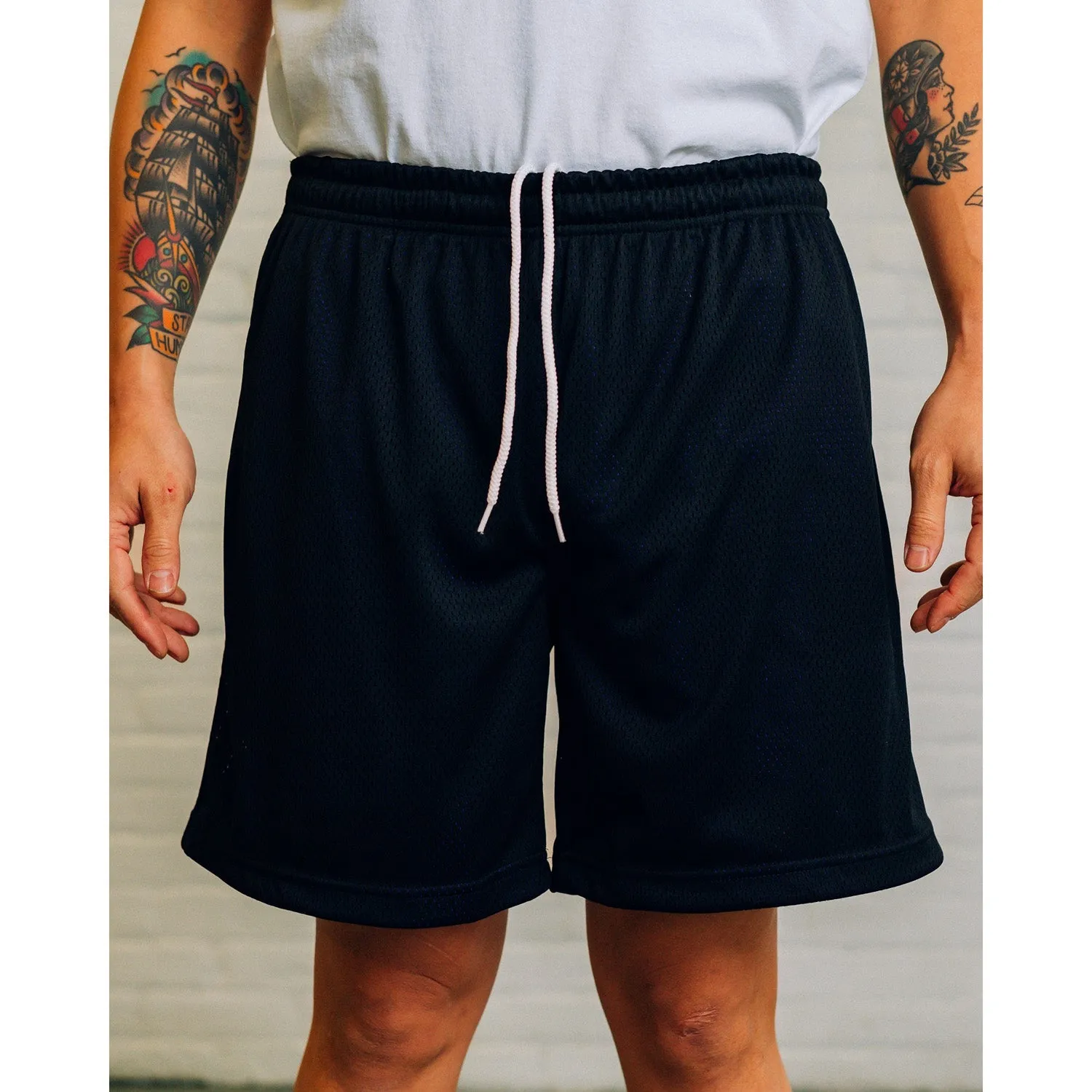 Raised By Wolves Men Two-Tone Mesh Shorts Black Purple