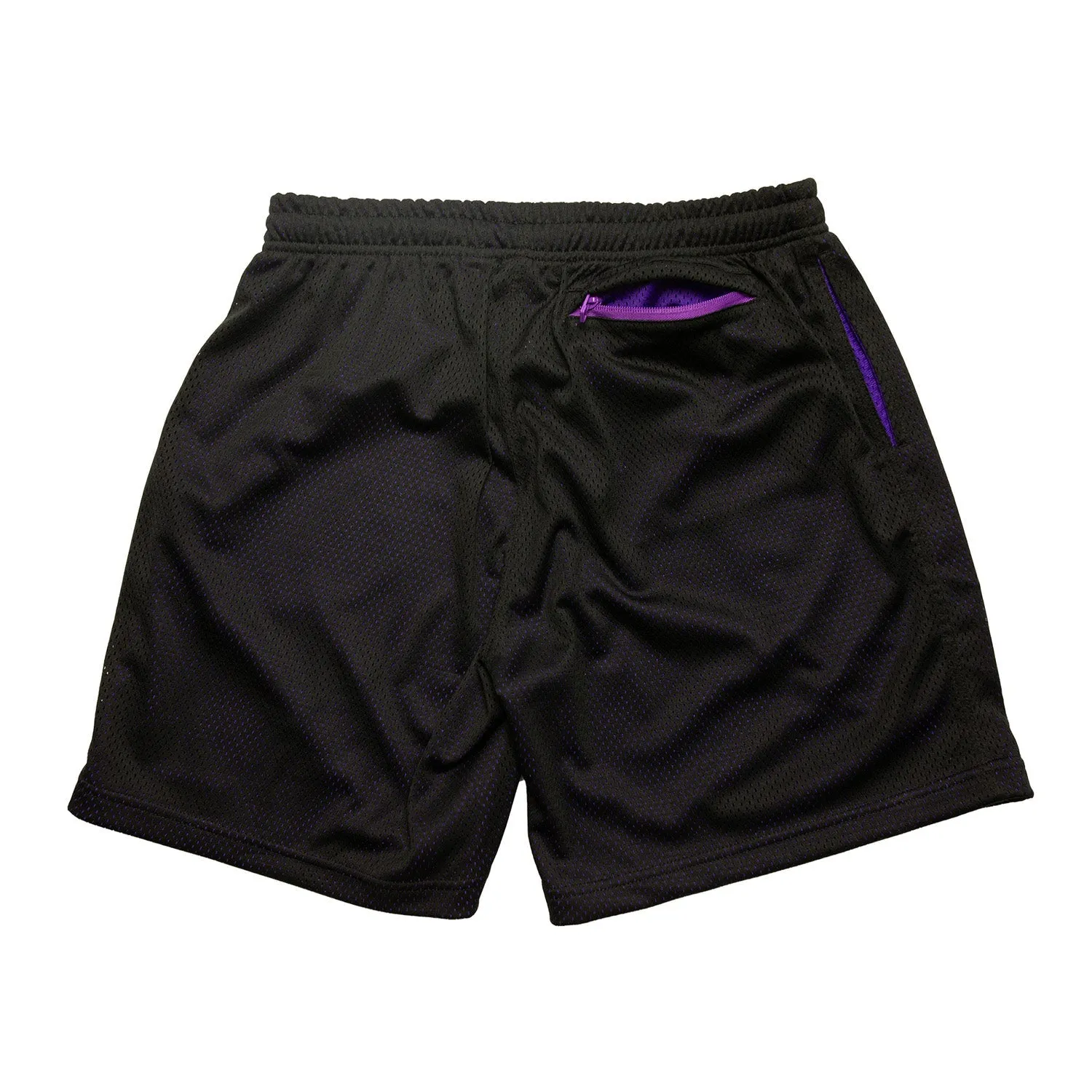 Raised By Wolves Men Two-Tone Mesh Shorts Black Purple