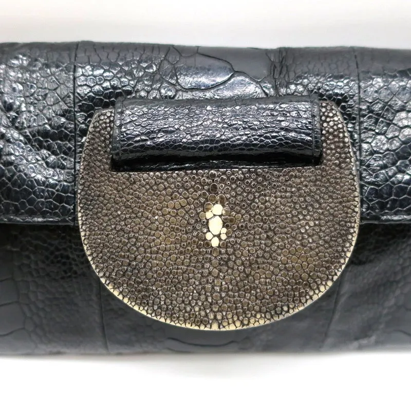 R&Y Augousti Clutch Black Snakeskin & Stingray Evening Bag