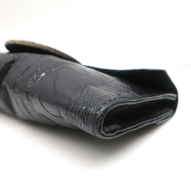 R&Y Augousti Clutch Black Snakeskin & Stingray Evening Bag