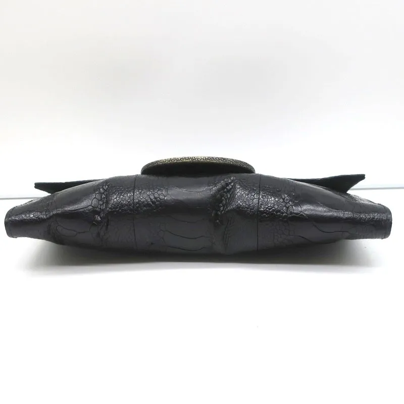 R&Y Augousti Clutch Black Snakeskin & Stingray Evening Bag