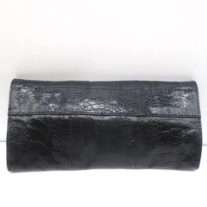 R&Y Augousti Clutch Black Snakeskin & Stingray Evening Bag