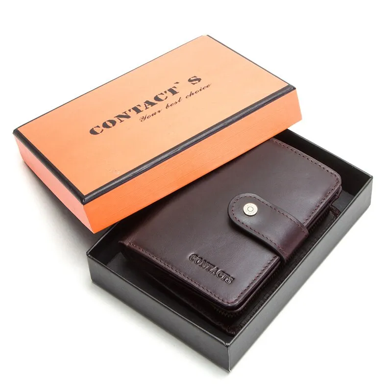 Realaiot Genuine Leather Wallets Women Men Wallet Short Small Rfid Card Holder Wallets Ladies Red Coin Purse Portfel Damski