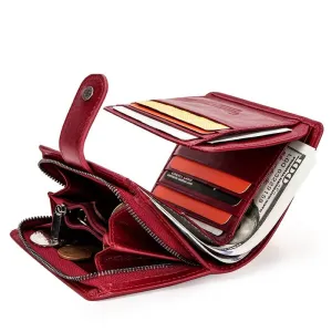 Realaiot Genuine Leather Wallets Women Men Wallet Short Small Rfid Card Holder Wallets Ladies Red Coin Purse Portfel Damski
