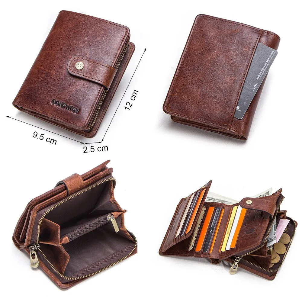 Realaiot Genuine Leather Wallets Women Men Wallet Short Small Rfid Card Holder Wallets Ladies Red Coin Purse Portfel Damski