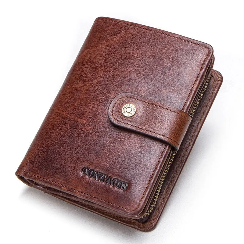 Realaiot Genuine Leather Wallets Women Men Wallet Short Small Rfid Card Holder Wallets Ladies Red Coin Purse Portfel Damski