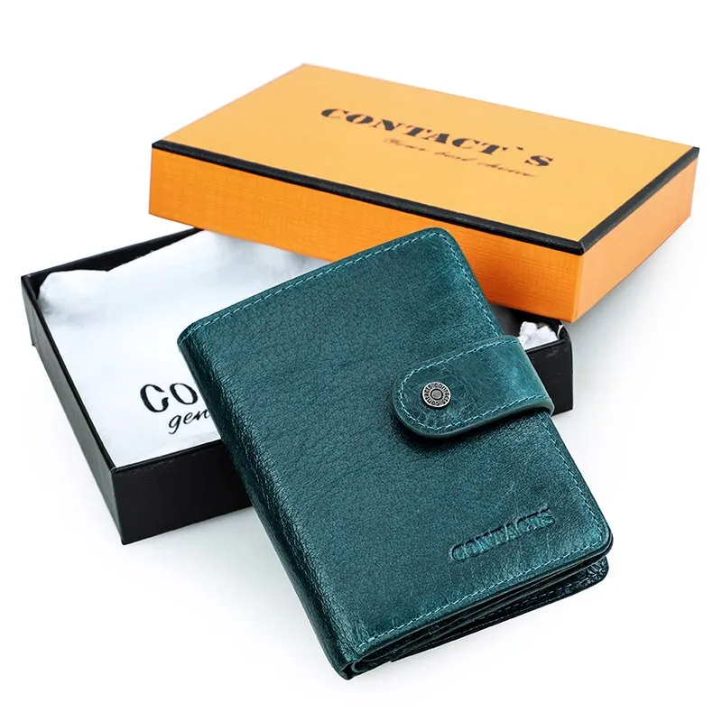 Realaiot Genuine Leather Wallets Women Men Wallet Short Small Rfid Card Holder Wallets Ladies Red Coin Purse Portfel Damski
