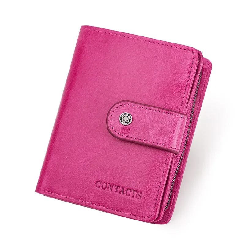 Realaiot Genuine Leather Wallets Women Men Wallet Short Small Rfid Card Holder Wallets Ladies Red Coin Purse Portfel Damski