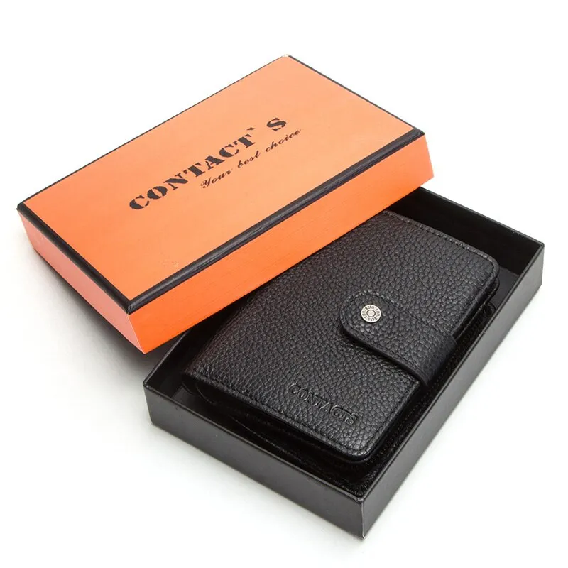 Realaiot Genuine Leather Wallets Women Men Wallet Short Small Rfid Card Holder Wallets Ladies Red Coin Purse Portfel Damski