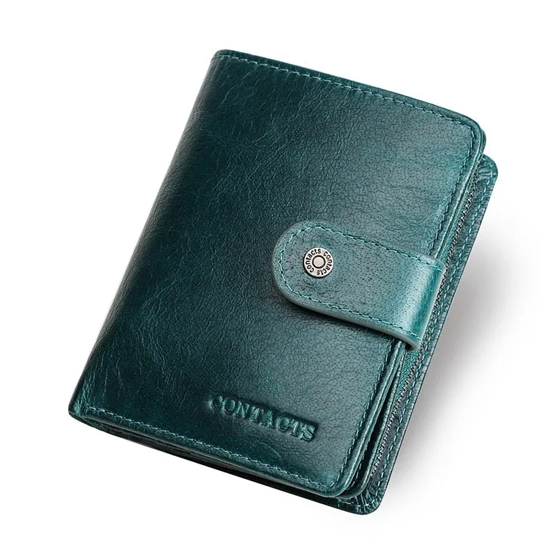 Realaiot Genuine Leather Wallets Women Men Wallet Short Small Rfid Card Holder Wallets Ladies Red Coin Purse Portfel Damski