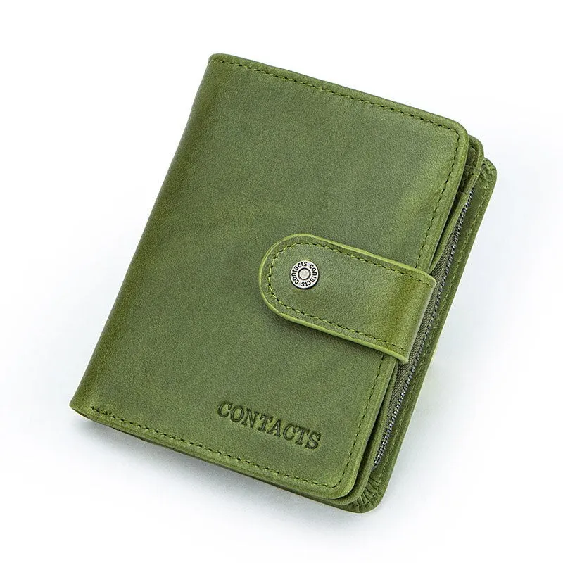Realaiot Genuine Leather Wallets Women Men Wallet Short Small Rfid Card Holder Wallets Ladies Red Coin Purse Portfel Damski