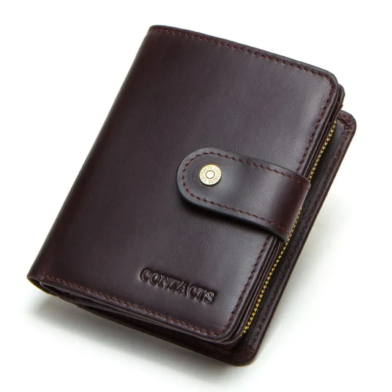 Realaiot Genuine Leather Wallets Women Men Wallet Short Small Rfid Card Holder Wallets Ladies Red Coin Purse Portfel Damski
