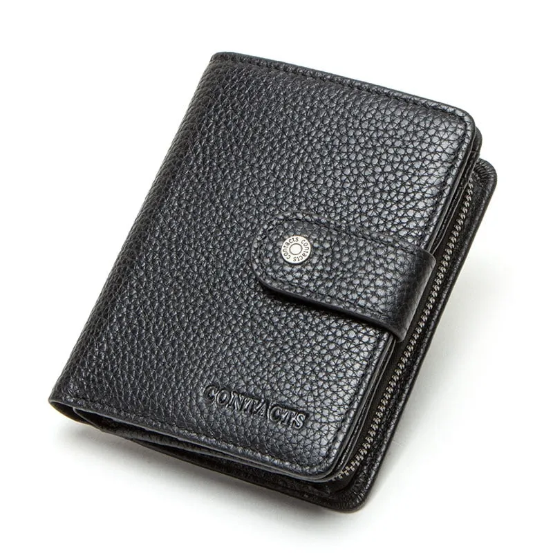 Realaiot Genuine Leather Wallets Women Men Wallet Short Small Rfid Card Holder Wallets Ladies Red Coin Purse Portfel Damski