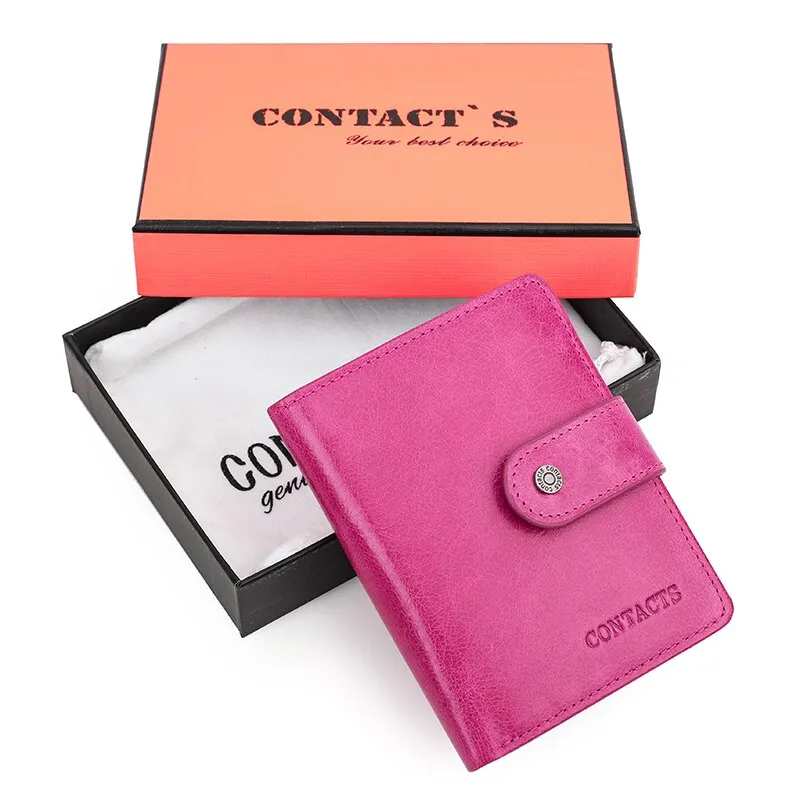 Realaiot Genuine Leather Wallets Women Men Wallet Short Small Rfid Card Holder Wallets Ladies Red Coin Purse Portfel Damski