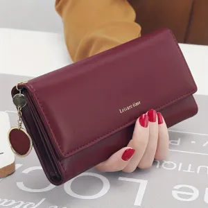 realaiot  Simple Long Clutch Purse, Casual & Lightweight Large Capacity Wallets, Portable Storage Bag With Pendant