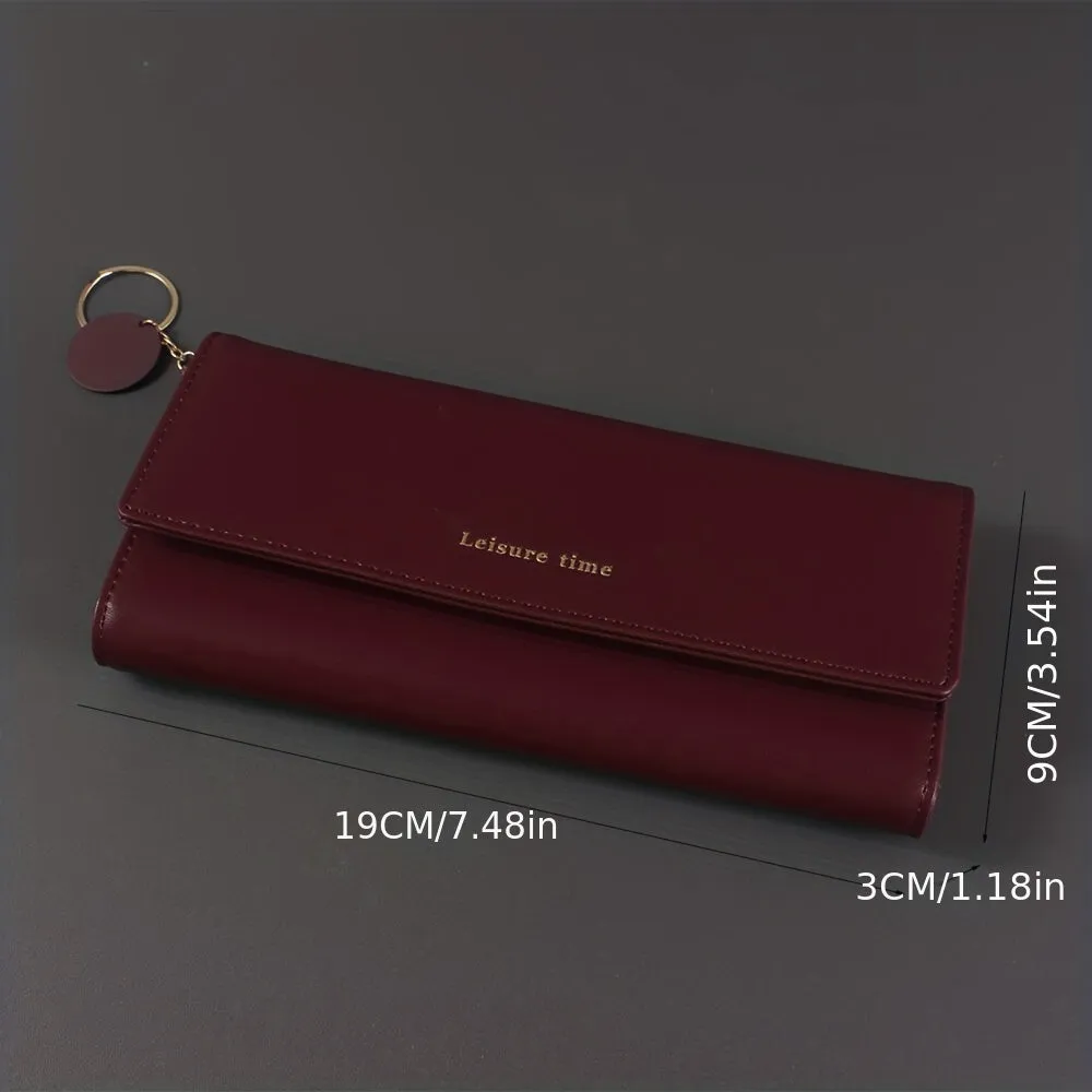 realaiot  Simple Long Clutch Purse, Casual & Lightweight Large Capacity Wallets, Portable Storage Bag With Pendant
