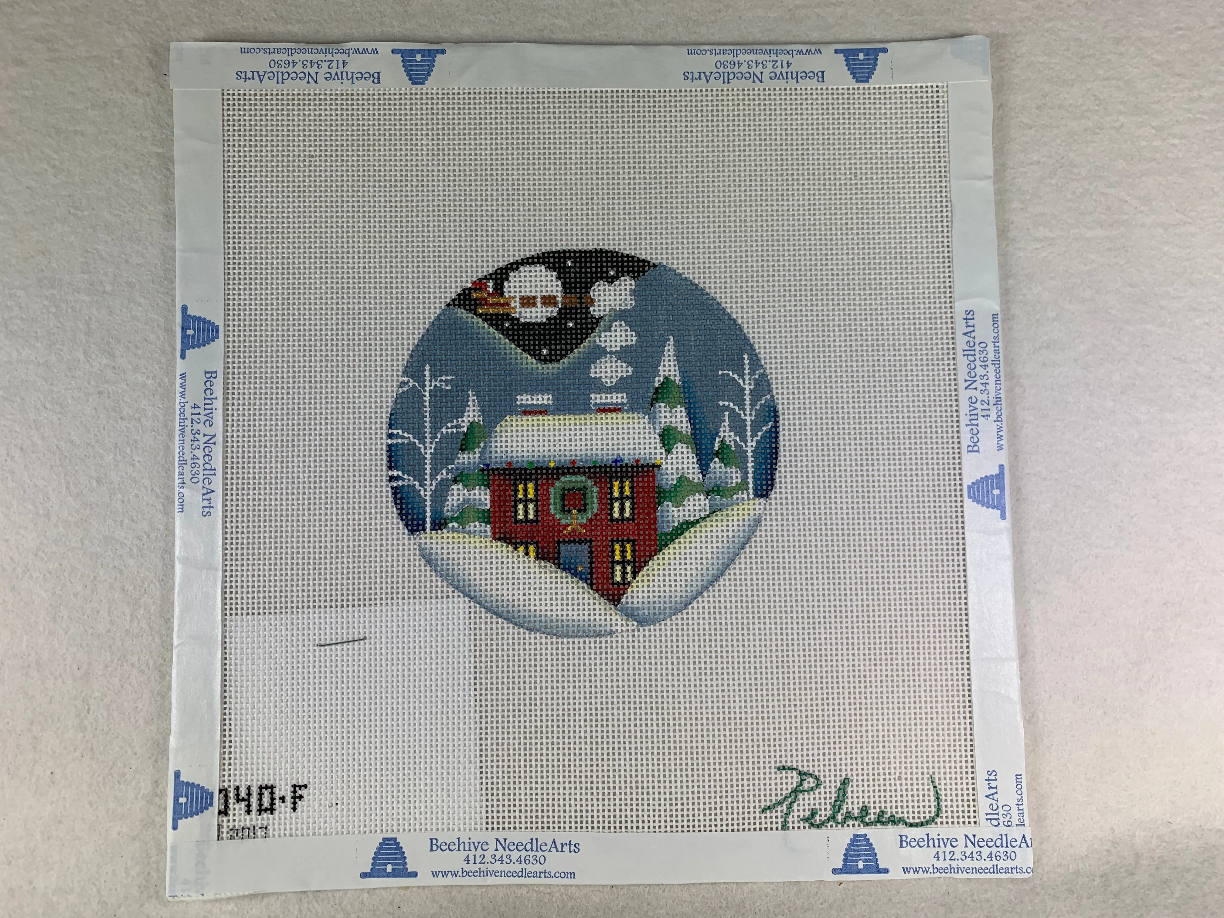 Rebecca Wood 1040f Wreath Winter Cabin