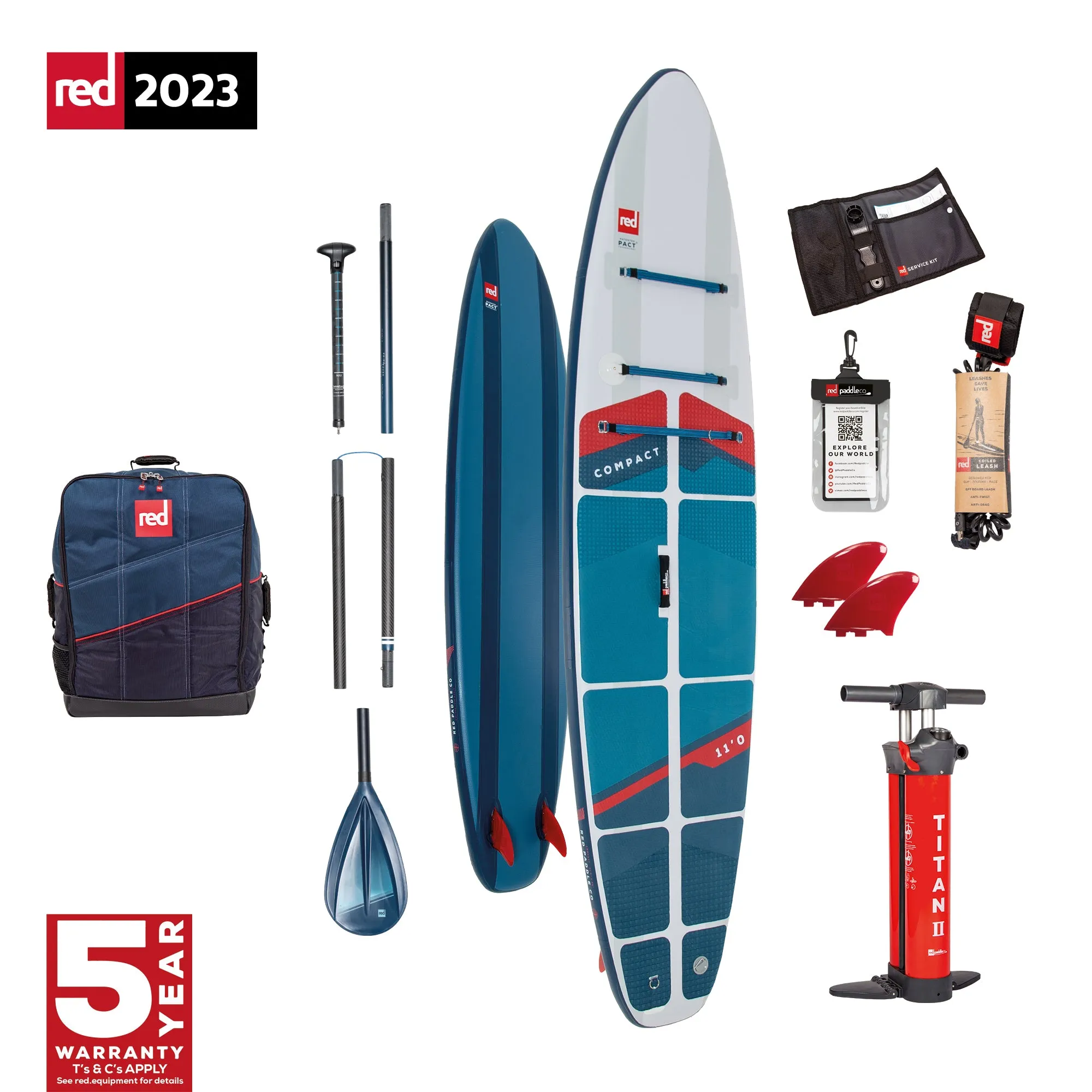 Red 11'0" Compact Inflatable Paddle board Package
