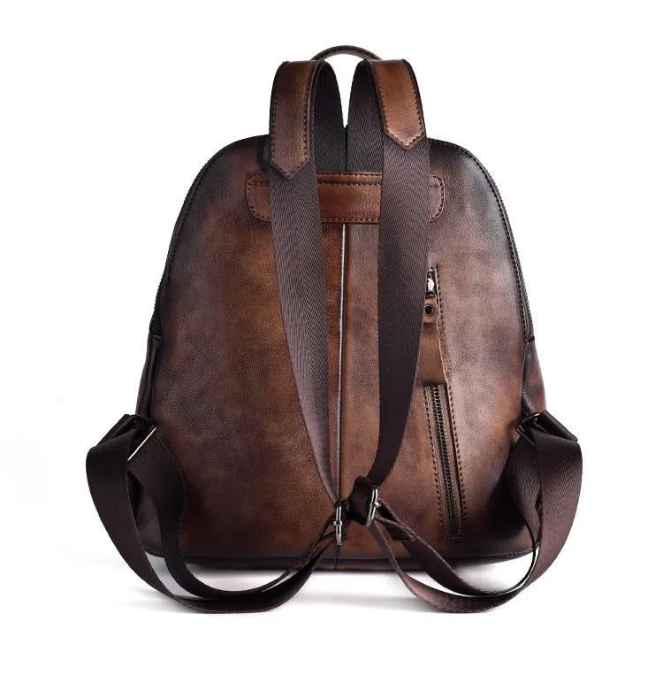 Regal Embossed Leather Backpack for Women - Black/Brown/Green/Maroon