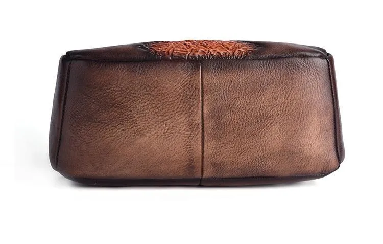 Regal Embossed Leather Backpack for Women - Black/Brown/Green/Maroon