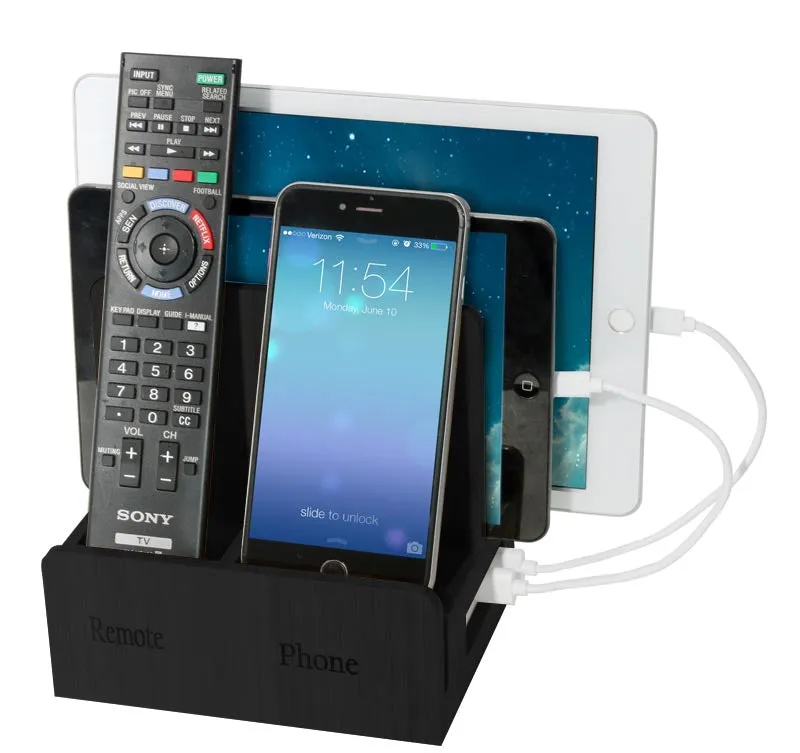 Remote phone compact   USB Powerstrip - Black Leatherette