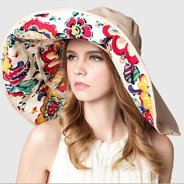 Reversible Large Printed Brim Foldable Sun Hat