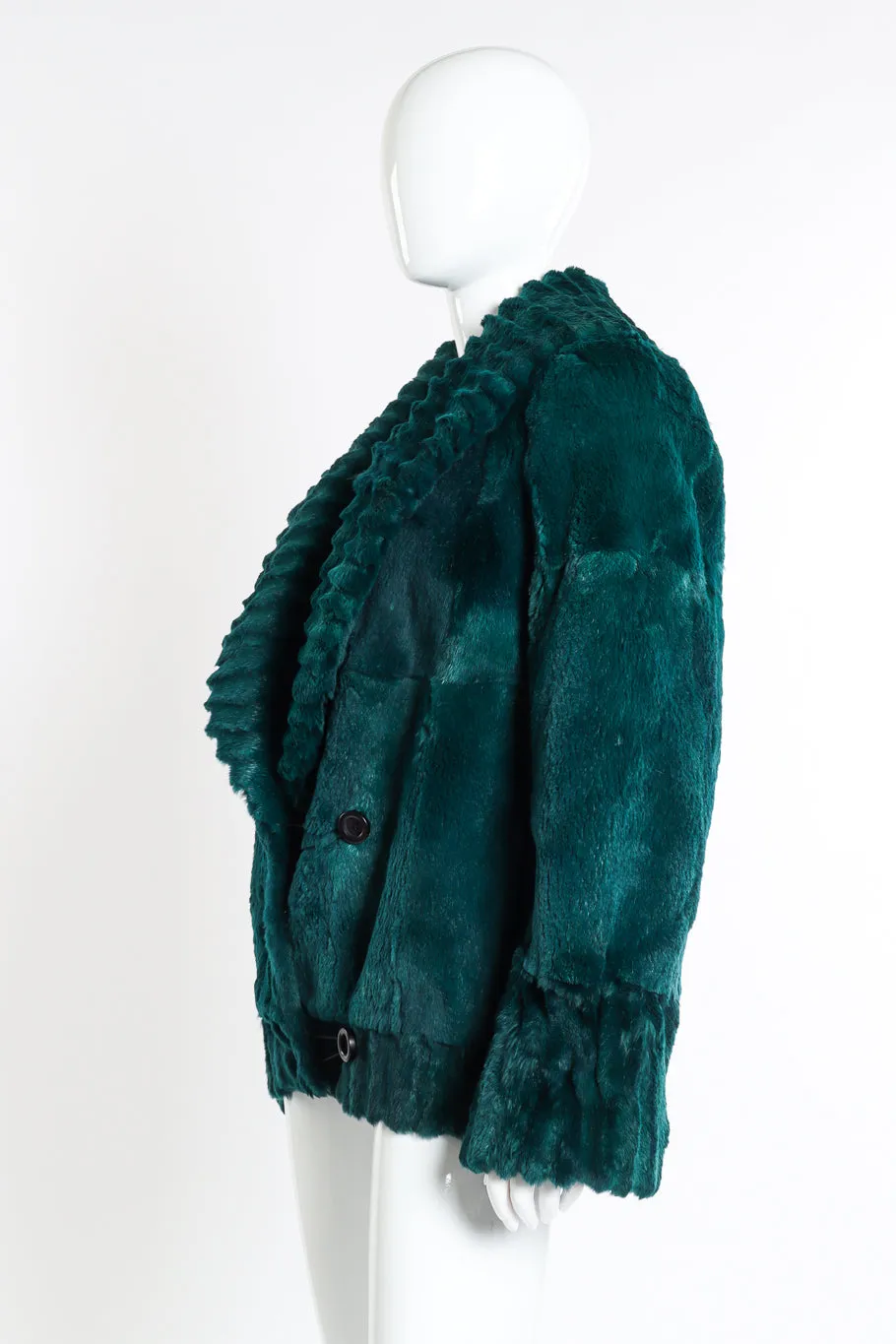 Ribbed Collar Fur Coat