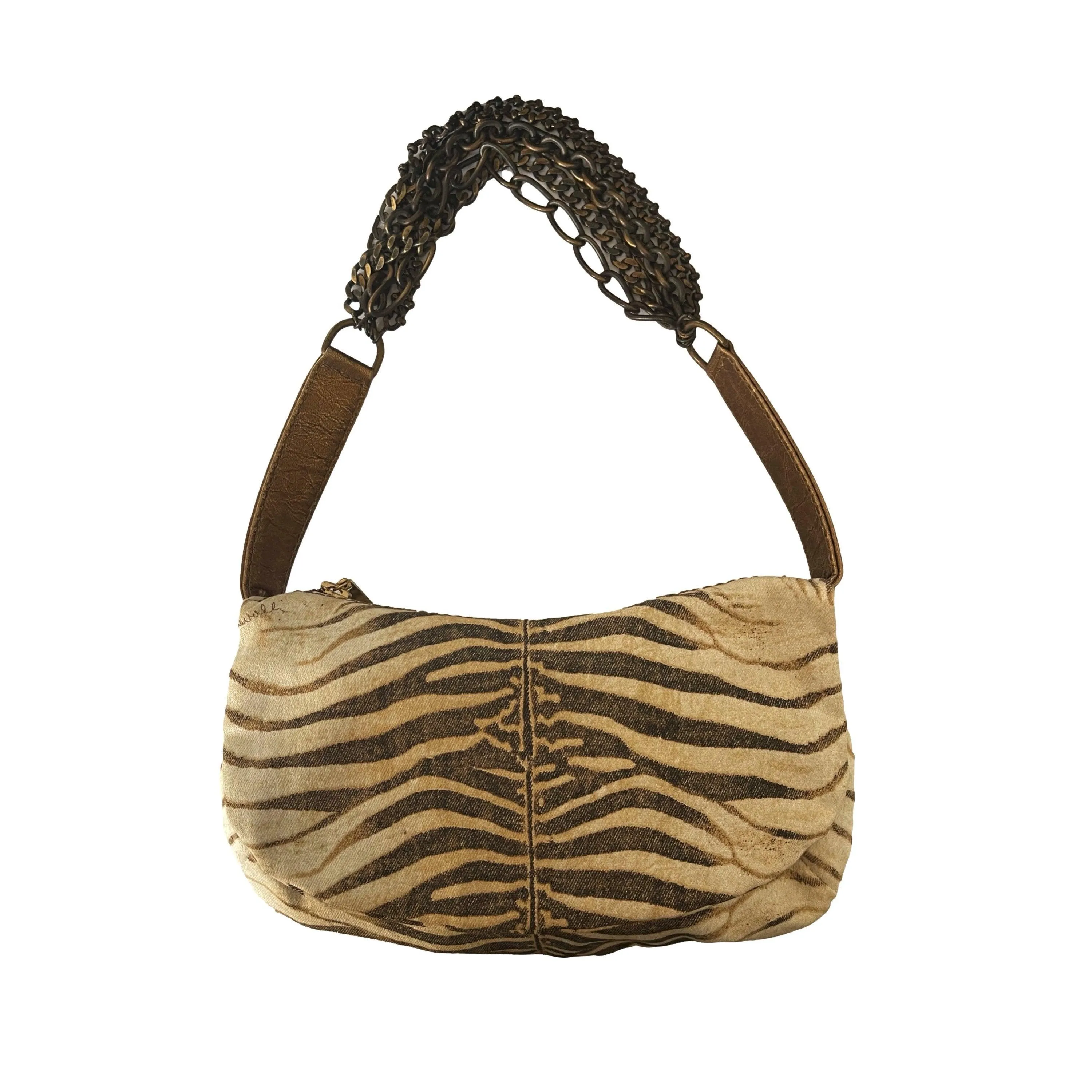 Roberto Cavalli Zebra Print Chain Bag