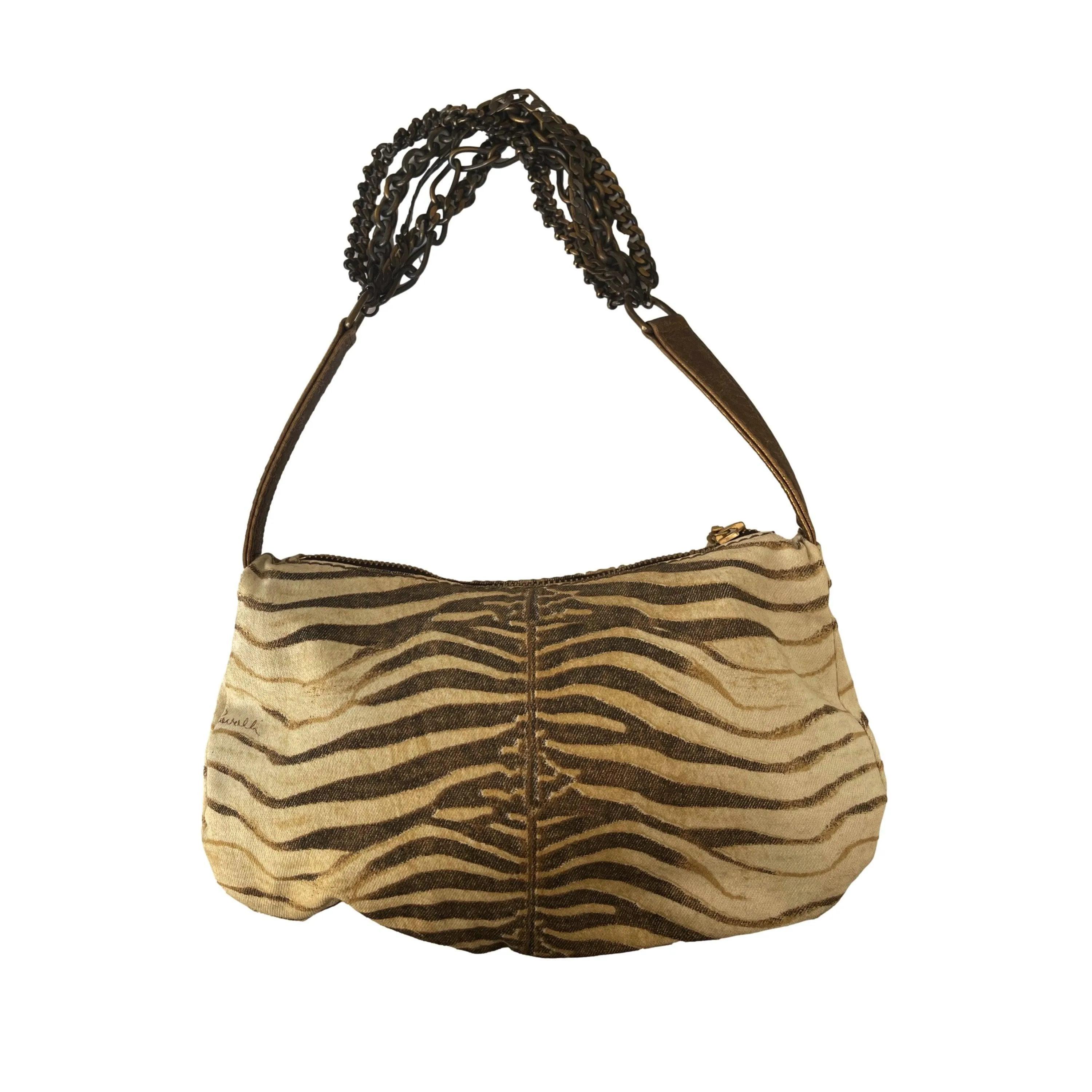 Roberto Cavalli Zebra Print Chain Bag