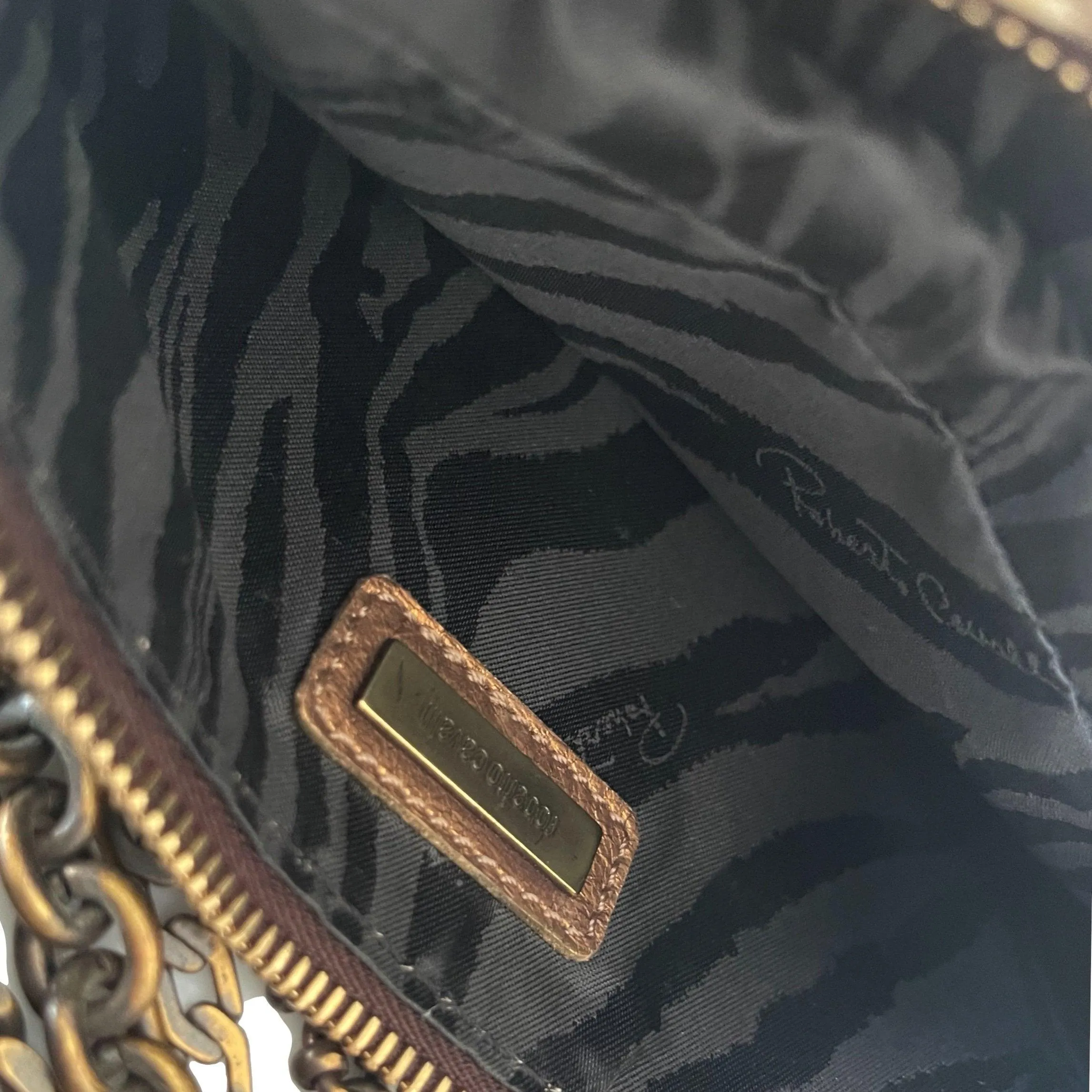 Roberto Cavalli Zebra Print Chain Bag