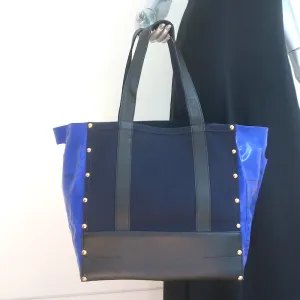 Sacai Tote Navy Canvas Large Shoulder Bag