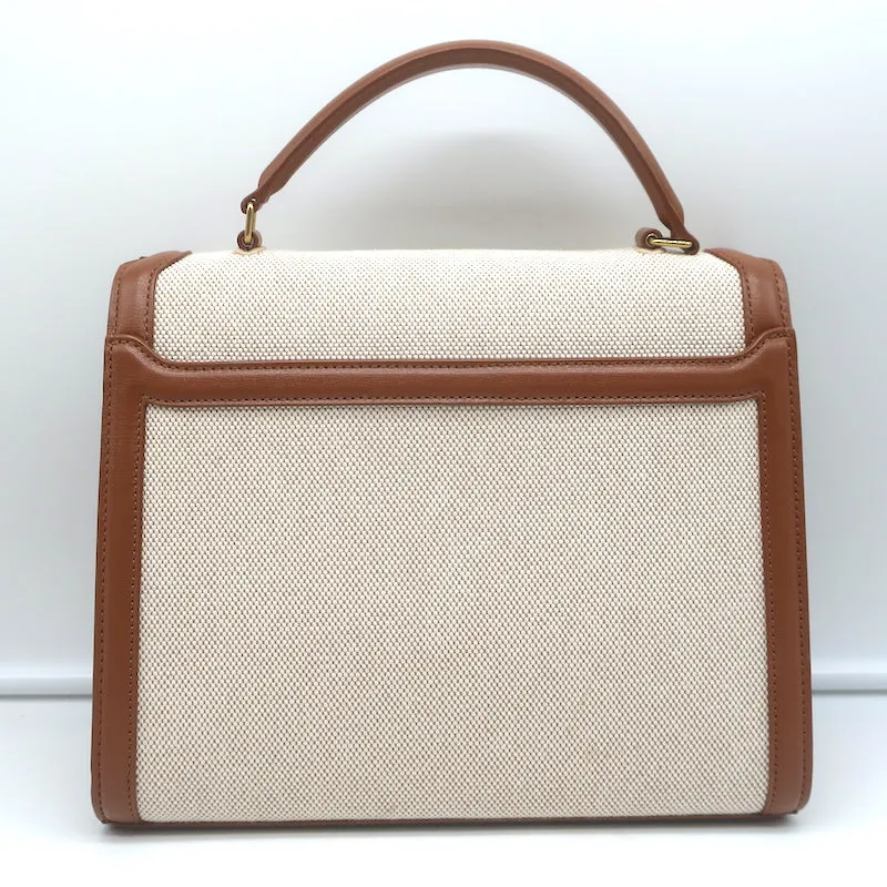 Saint Laurent Cassandra Medium Top Handle Bag Leather-Trim Canvas Crossbody NEW