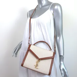 Saint Laurent Cassandra Medium Top Handle Bag Leather-Trim Canvas Crossbody NEW