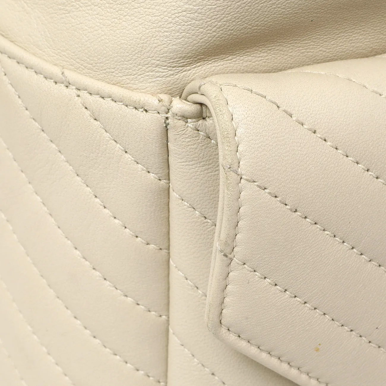 Saint Laurent Cream Lambskin Matelasse Monogram Joe Backpack