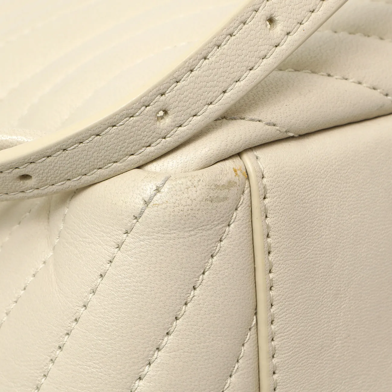 Saint Laurent Cream Lambskin Matelasse Monogram Joe Backpack
