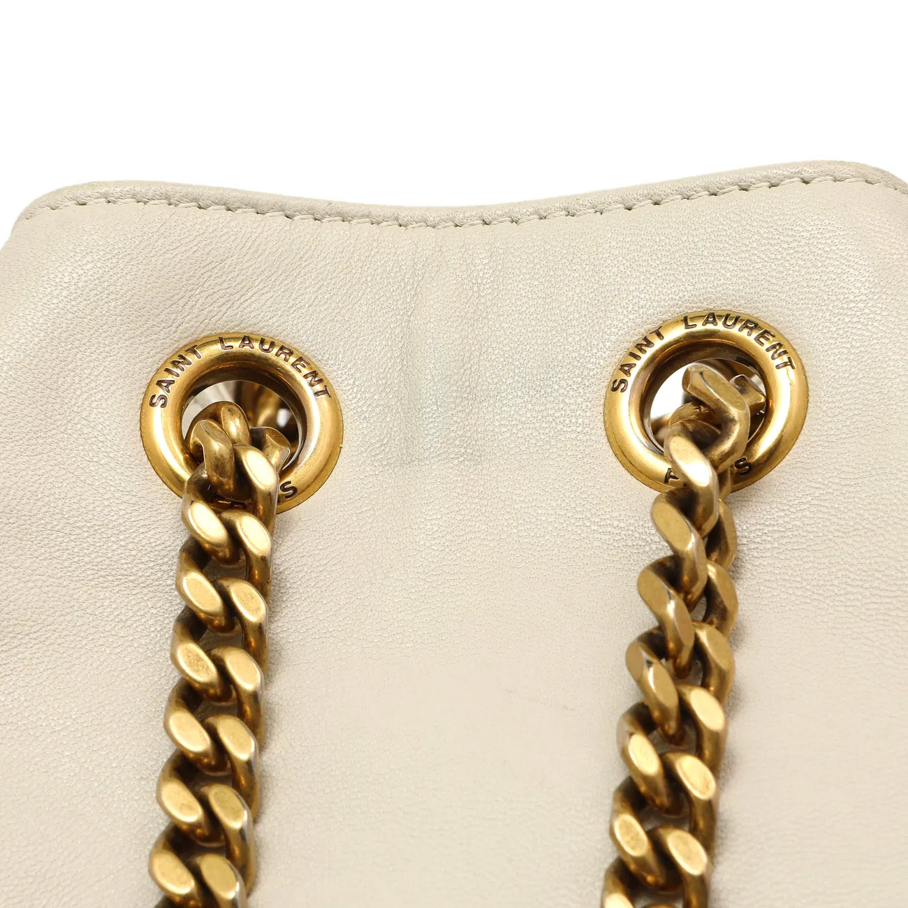 Saint Laurent Cream Lambskin Matelasse Monogram Joe Backpack