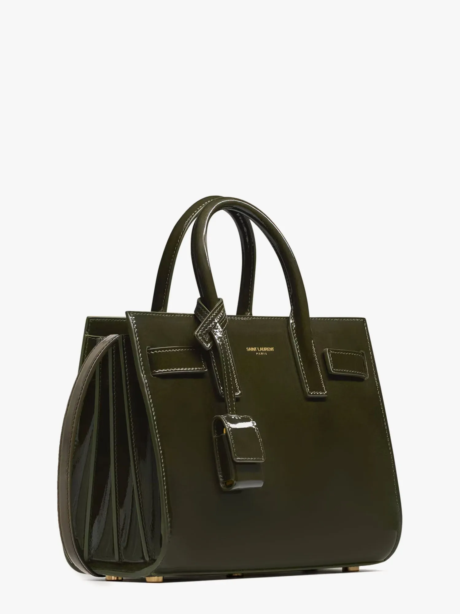 Saint Laurent Sac De Jour Nano Patent Leather Handbag With Metal Padlock